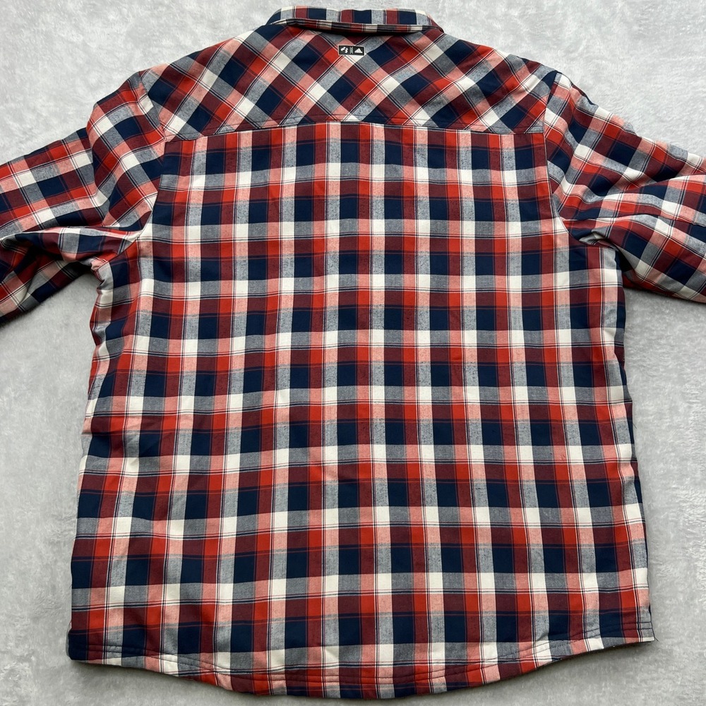Adidas Insulated Plaid Jacket XL Red Navy Hiking Quilted Shacket F95730 Deebo - Picture 9 of 10